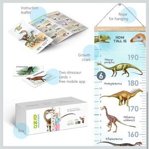 Brand New Dino Personalized Growth Chart - Dinosaur Design, Blue